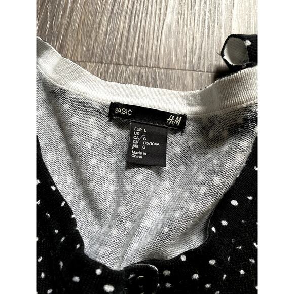 Polka Dot Cotton Cardigan Crop Black Large Layering 90s Retro Layering Feminine - Picture 3 of 4